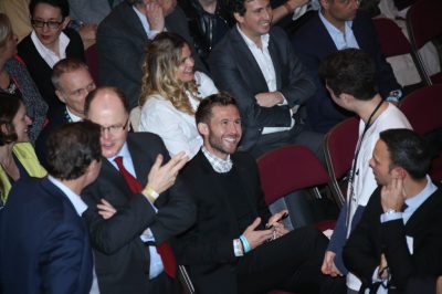 Le footballeur Yohan Cabaye au meeting d'Emmanuel Macron à Londres le 21 février 2017