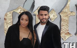Riyad Mahrez et sa femme Rita Mahrez, à la première de King Arthur, à Londres