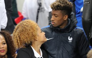 Kingsley Coman et son ancienne compagne, Sephora Goignan, en juillet 2016 au Stade de France