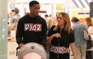 Anthony Martial, Samantha Jaquelinet et leur fille Peyton à Manchester en septembre 2015
