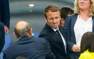 Emmanuel Macron devant le match France - Pays-Bas au Stade de France à Saint-Denis, le 31 août 2017