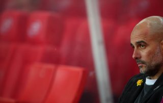 Pep Guardiola avant Stoke City contre Manchester City le 12 mars 2018 (Panoramic)