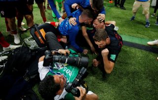 La célébration de Mandzukic buteur lors de Croatie-Angleterre au Mondial 2018 (Panoramic)