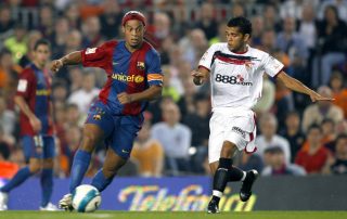 Ronaldinho et Dani Alves - Barcelone-FC Séville 15.10.2006 - Panoramic