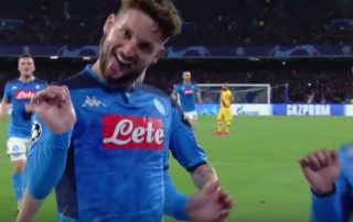 Mertens après son but lors de Naples-Barça - février 2020